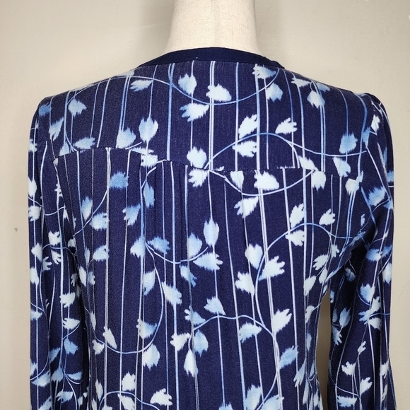 ANTHROPOLOGIE Tiny Semele Navy/White‎ embroidered floral Boho Shirtdress Dress S - Picture 3 of 16